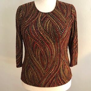 Notations Gold Multi Colored Acetate Blouse Crinkled Material